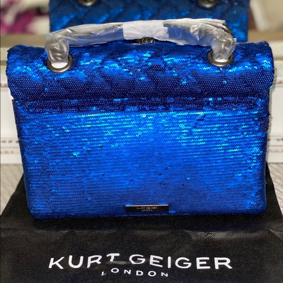 KURT GEIGER LONDON Kensington Blue Sequins Shoulder Bag - Picture 7 of 9